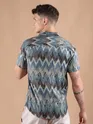 Blue Chevron Half Sleeve Viscose Shirt